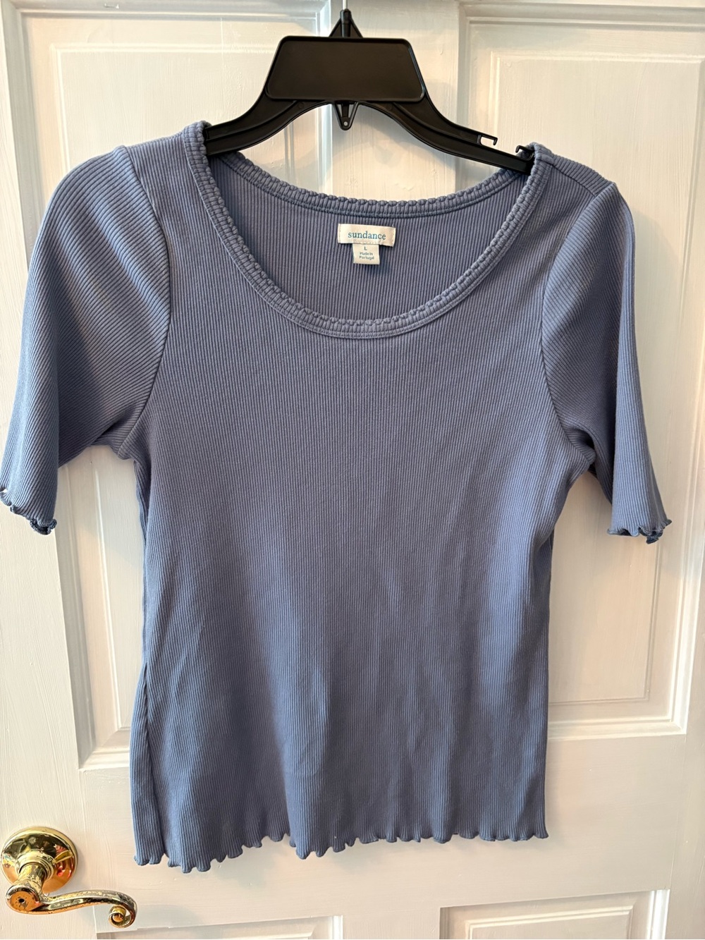 Sundance Periwinkle Ribbed Scoop Neck Short Sleeve Top